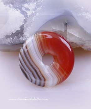 Carneol Donut Anhänger 30mm, kleine Öffnung - Erzengel Uriel, Lebensfreude, Erneuerung, Mut, Entscheidungen