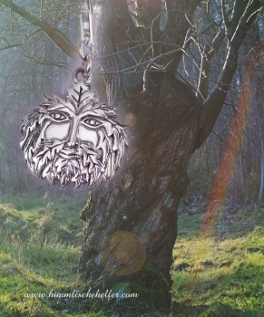 Blattgesicht, Gott des Waldes, Charm Silber Anhänger mit Karabiner - Die heilsame Kraft der Natur